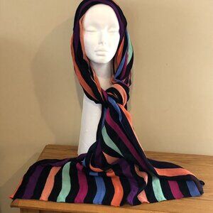 Striped scarf/wrap: black, mint, rose, blue, orange, purple, peach